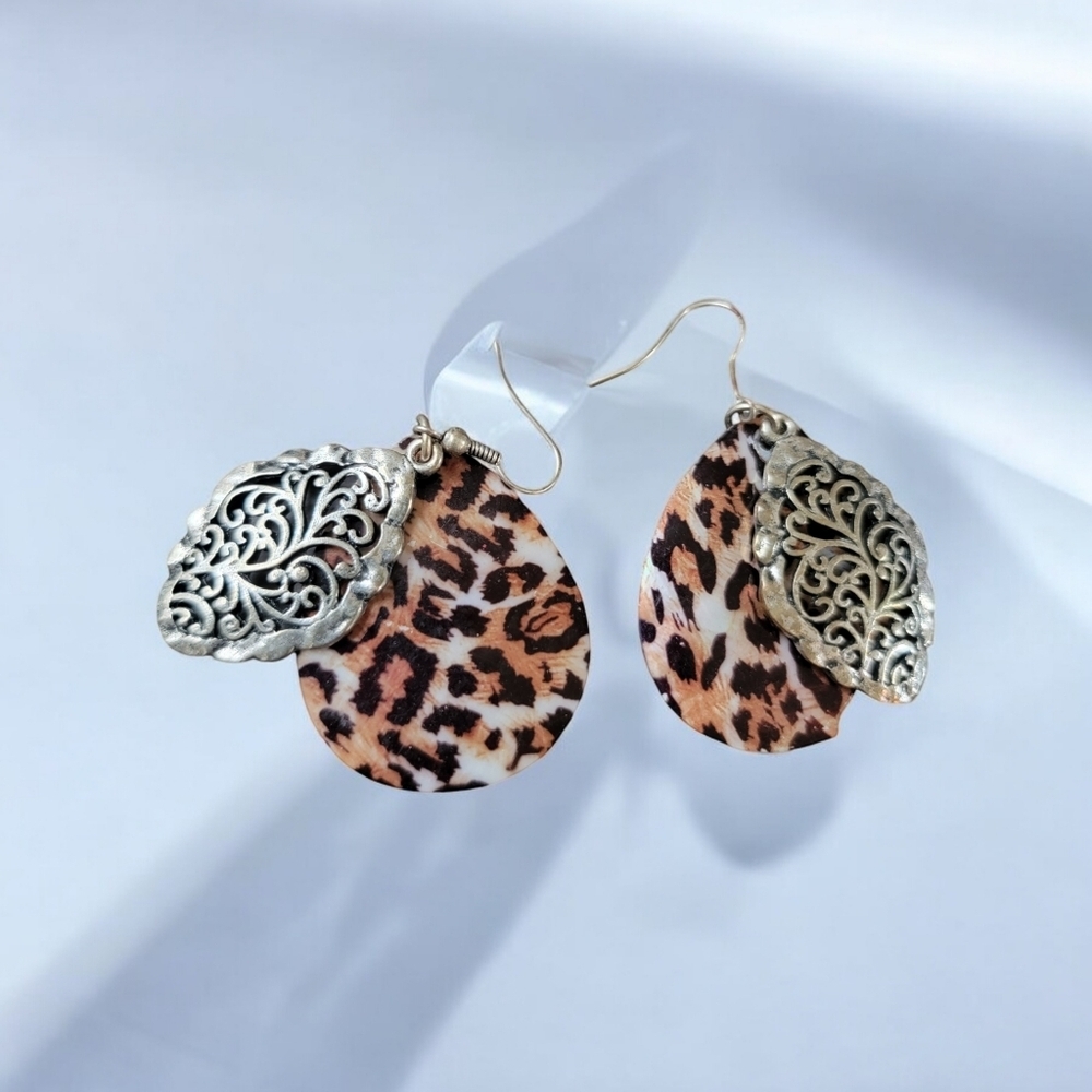 Cheetah and Silver earrings